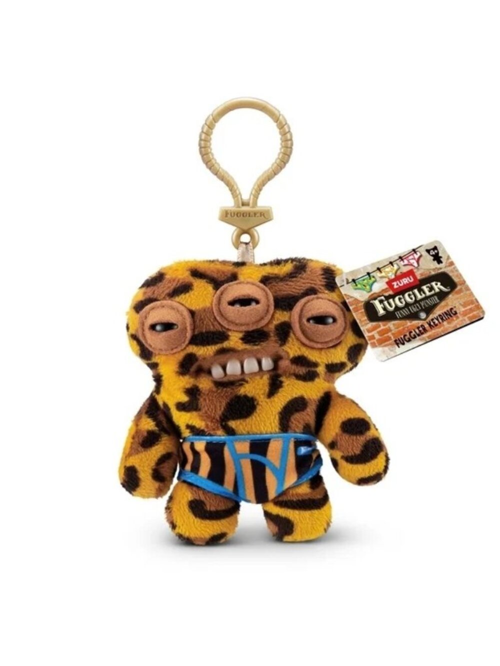 NWT Fuggler Key Ring 5in Tiger Annoyed Alien Funny Ugly Monster Soft Plush